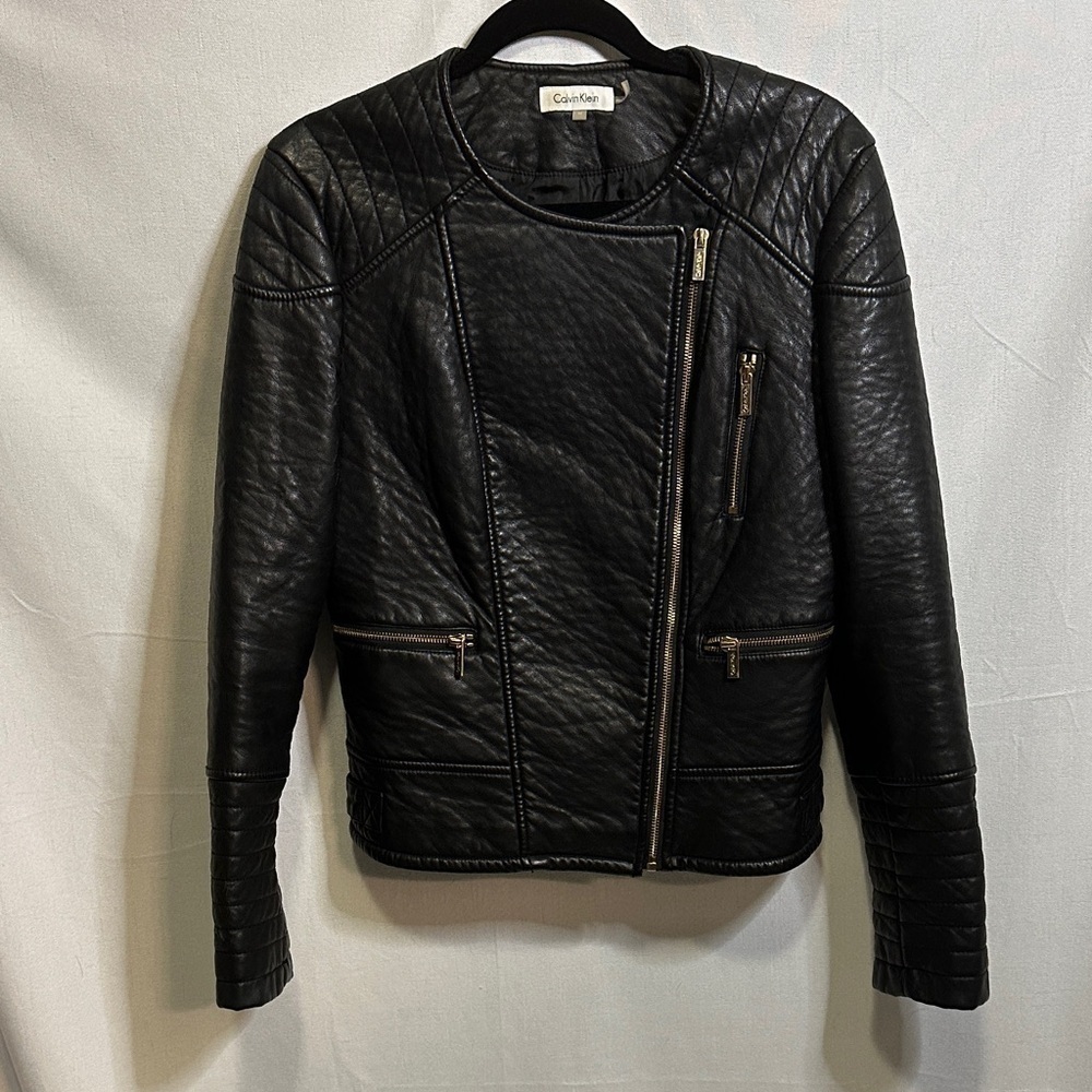 Calvin Klein Black Leather Biker Jacket